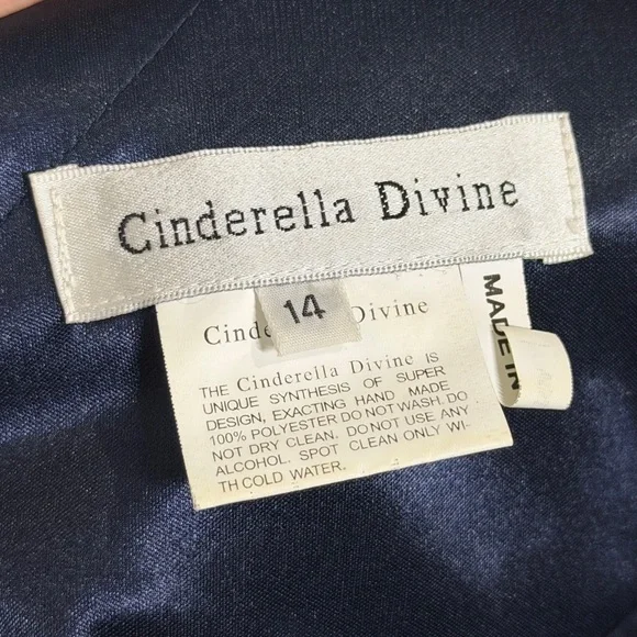 Cinderella Divine 14 Blue Iridescent Floral Sequin Full Length Gown Style J797 - Picture 9 of 9